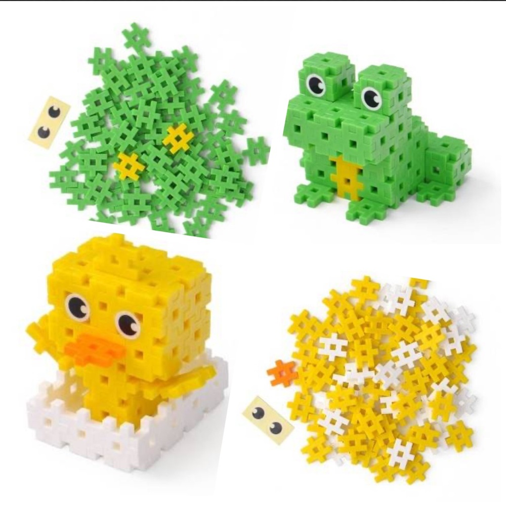 Chick and Frog Colorful Building Blocks Set of Two